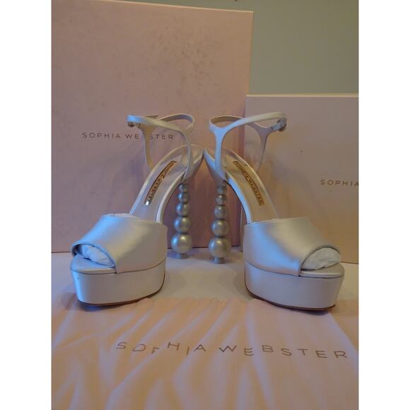 Sophia Webster Women's Cream Perla Pearl Crystal Platform Sandals 38 NIB 770 - Picture 7 of 11